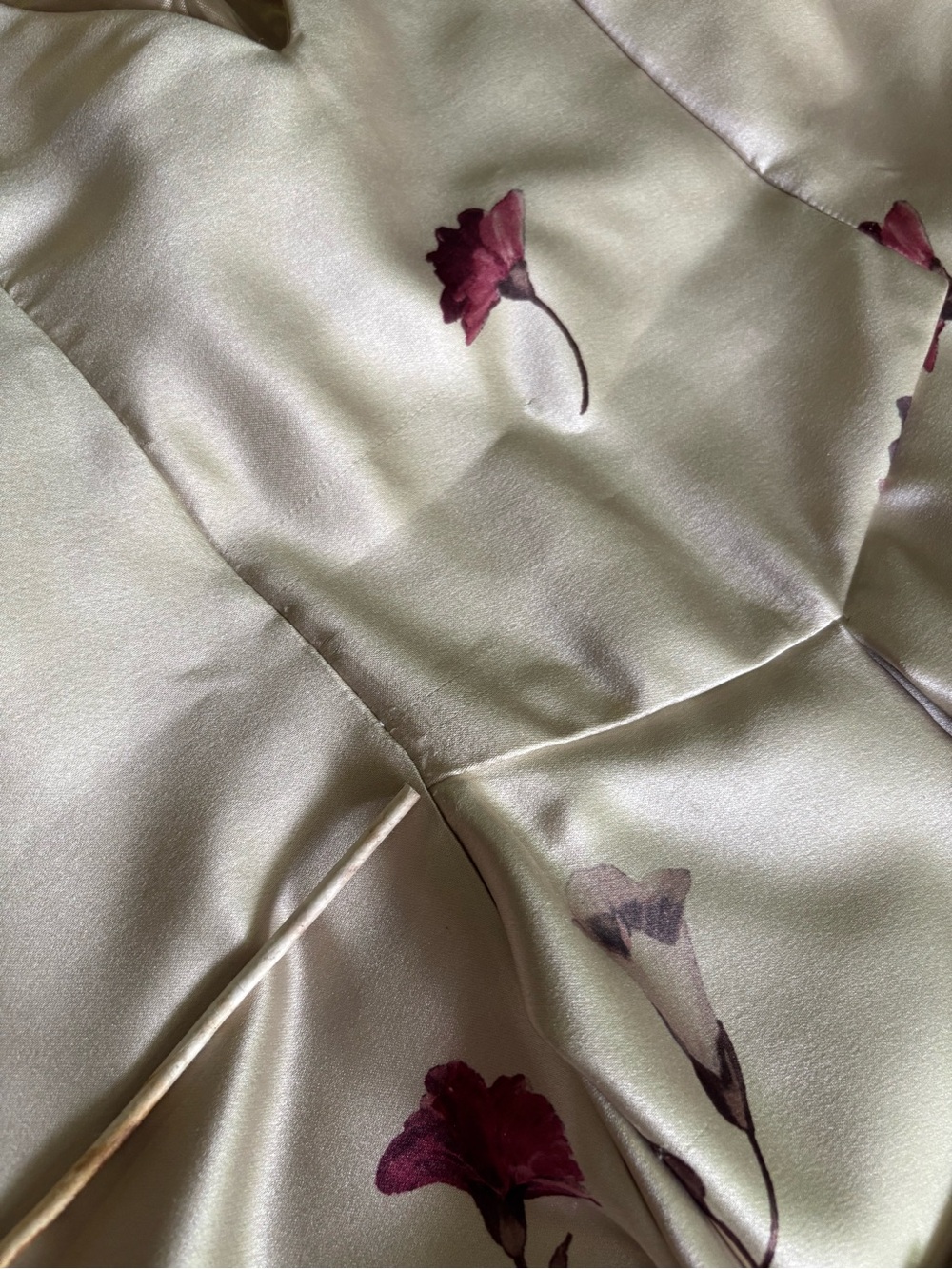 Jessica McClintock Cream Maxi Dress with Burgundy Floral Print - Picture 15 of 15
